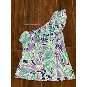 Lilly Pullitzer one shoulder blue green purple top size xs